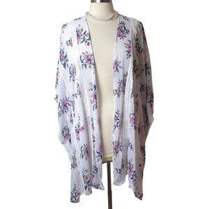 A.N.A Plus Open Kimono Cardigan 2X Floral Sheer Lace Oversized Fairy Cottage